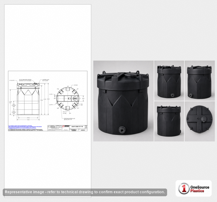 Snyder Industries 3000 Gallon ASTM XLPE Black Captor Double Wall Tank
