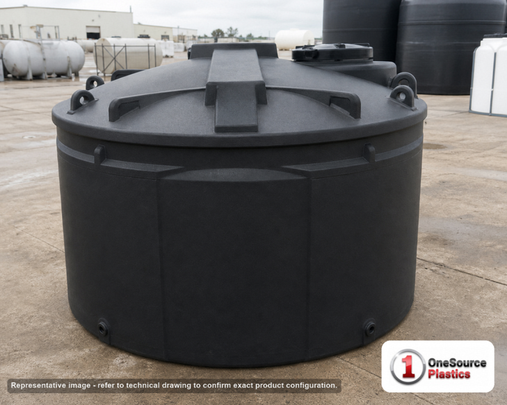 Snyder Industries 1500 Gallon ASTM XLPE Black Double Wall Tank. Crosslinked Linear Polyethylene; Black; 76" H x 93" W x 93"