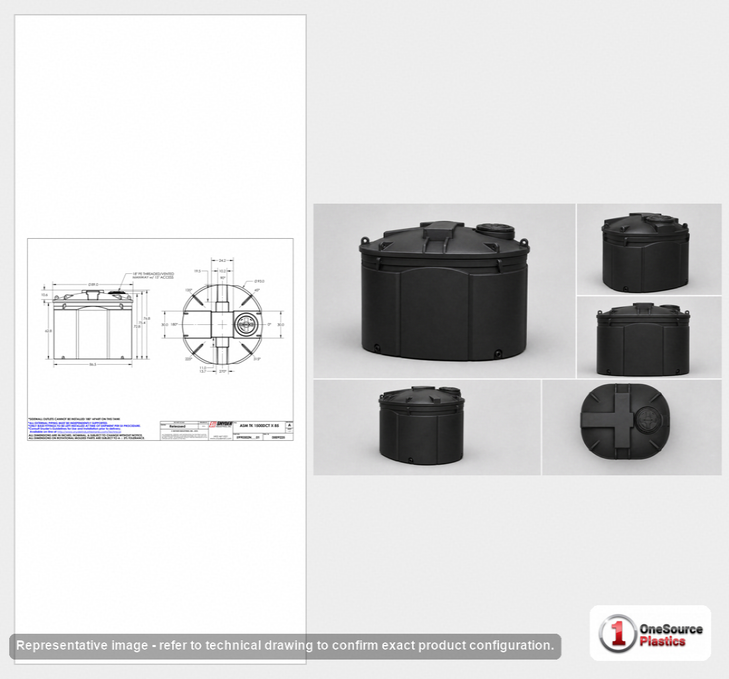 Dimensional spec drawing for Snyder 1500 Gallon Double Wall Tank (93" L x 93" W x 76" H)
