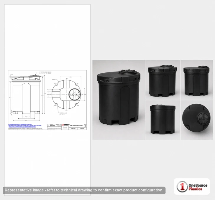 Dimensional spec drawing for Snyder 275 Gallon Double Wall Tank (47" L x 47" W x 63" H)