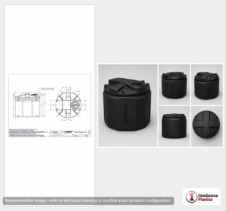 Snyder Industries 1000 Gallon ASTM XLPE Black Double Wall Tank