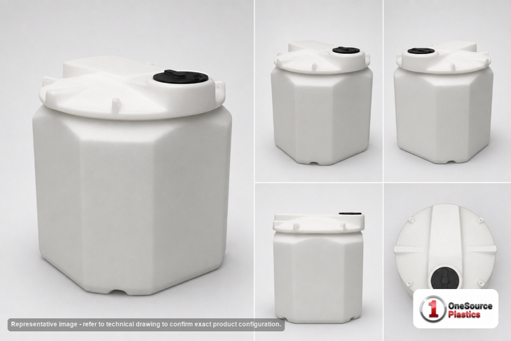Dimensional spec drawing for Snyder 750 Gallon Double Wall Tank (73" L x 73" W x 67" H)