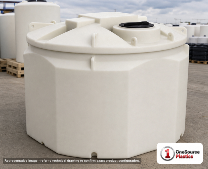 Snyder Industries 1500 Gallon ASTM XLPE Double Wall Tank. Crosslinked Linear Polyethylene; Natural White; 76" H x 93" W x