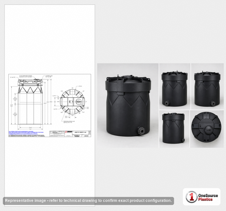 Dimensional spec drawing for Snyder 1550 Gallon Double Wall Tank (76" L x 76" W x 136" H)