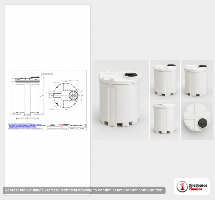 Dimensional spec drawing for Snyder 500 Gallon Double Wall Tank (53" L x 53" W x 81" H)