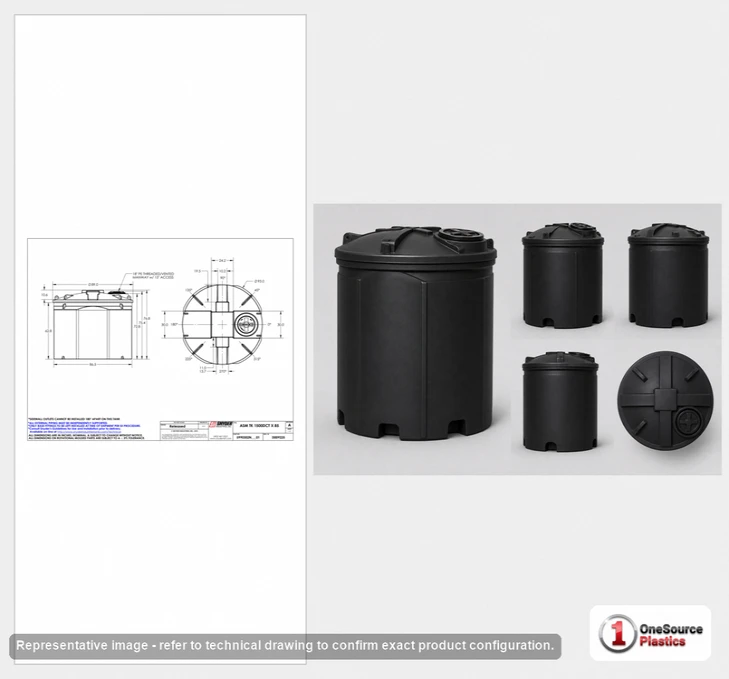 Dimensional spec drawing for Snyder 500 Gallon Double Wall Tank (53" L x 53" W x 81" H)