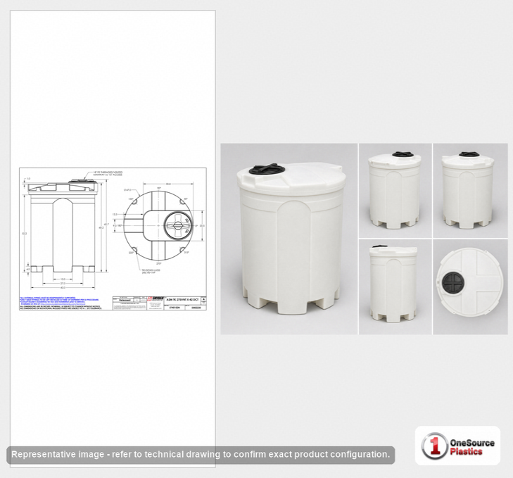 Dimensional spec drawing for Snyder 275 Gallon Double Wall Tank (47" L x 47" W x 63" H)