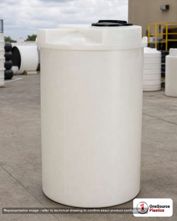 Snyder Industries 150 Gallon ASTM XLPE Double Wall Tank. Crosslinked Linear Polyethylene; Natural White; dimensions 62.0in H x 34.0in W x 34.0in L; 110.0 lb empty; 1.9 specific gravity rating; fittings: 1 Manway / Lid; max temp 140 deg  F / 60 deg  C; 3 Year Warranty. Manufacturer part number 5710102n42. Manufactured by Snyder. Sold by OneSource Plastics (https://www.onesourceplastics.com).