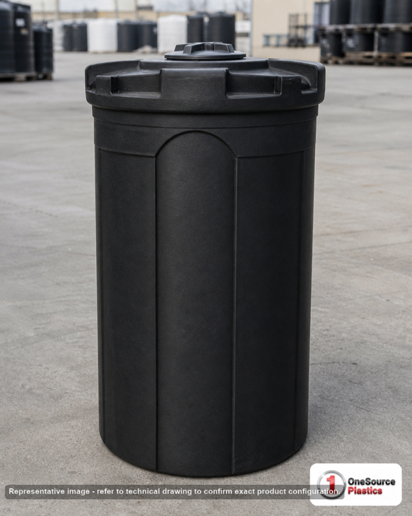 Snyder Industries 150 Gallon ASTM HDPE Black Double Wall Tank. High Density Linear Polyethylene; Black; 62" H x 34" W x 34"