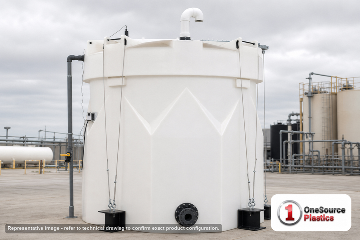 Snyder Industries 12500 Gallon Sodium Hypochlorite (UV) Double Wall Tank. HDLPE #880059; Opaque White; 274" H x 142" W x