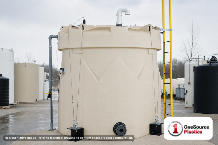 Snyder Industries 12500 Gallon ASTM XLPE Double Wall Tank. Crosslinked Linear Polyethylene; Natural White; 274" H x 142" W x