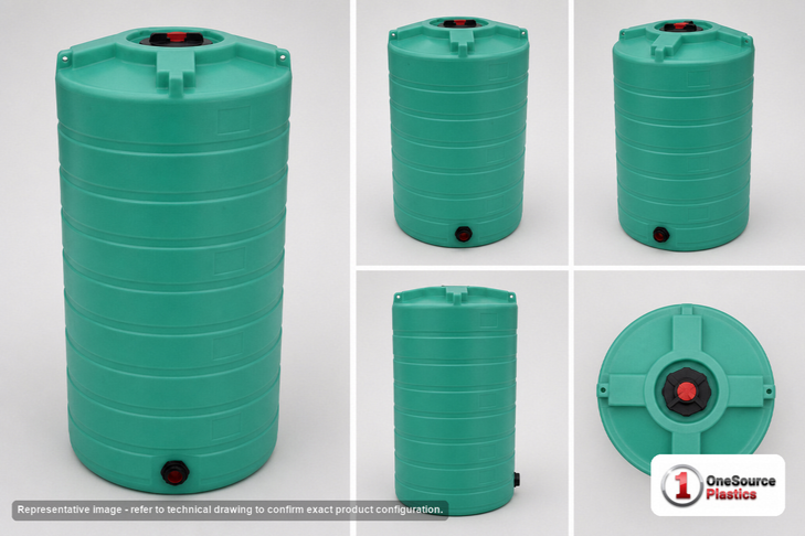 Dimensional spec drawing for Enduraplas 200 Gallon Vertical Storage Tank (30" L x 30" W x 79" H)