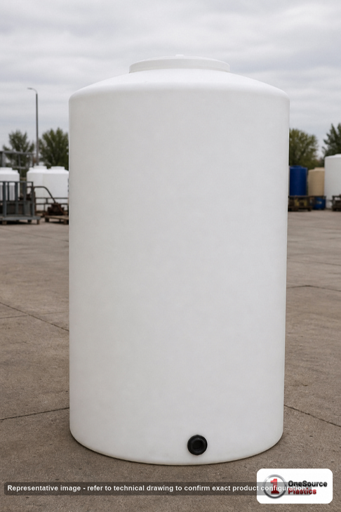 Enduraplas 340 Gallon White Vertical Storage Tank. Polyethylene; Natural White; dimensions 74.0in H x 40.0in W x 40.0in L; 127.0 lb empty; 1.9 specific gravity rating; fittings: 1 Outlet , 1 Manway / Lid; 10 Year Warranty with Activation. Manufacturer part number THV00340W. Sold by OneSource Plastics (https://www.onesourceplastics.com).