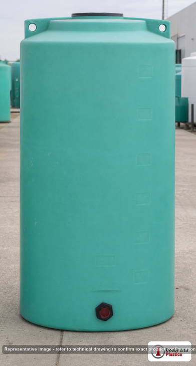 Enduraplas 340 Gallon Green Vertical Storage Tank. Polyethylene; Green; 74" H x 40" W x 40" L; fittings: 1 Outlet, 1 Manway