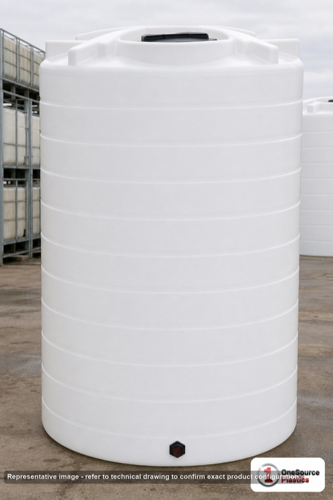 Enduraplas 1100 Gallon White Vertical Storage Tank. Polyethylene; Natural White; 97" H x 60" W x 60" L; fittings: 1 Outlet