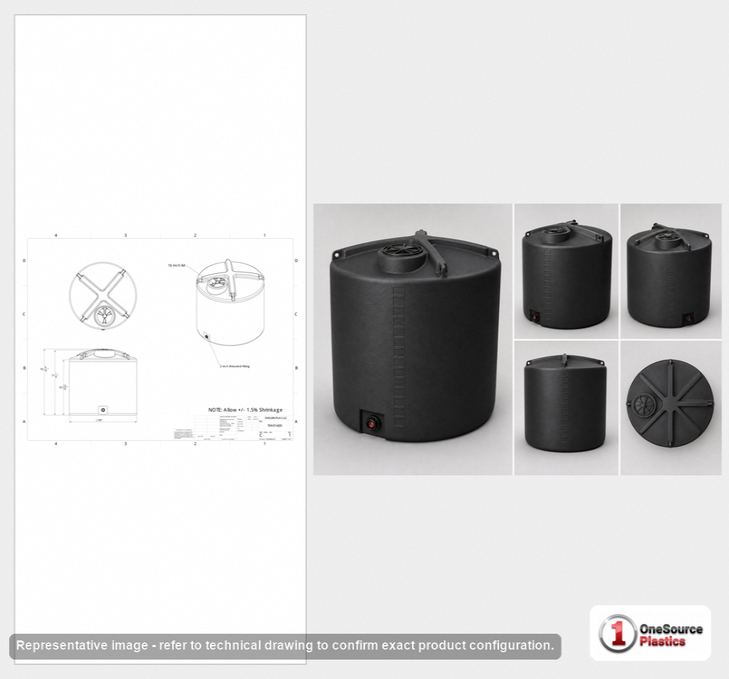 Enduraplas 1400 Gallon Black Vertical Storage Tank