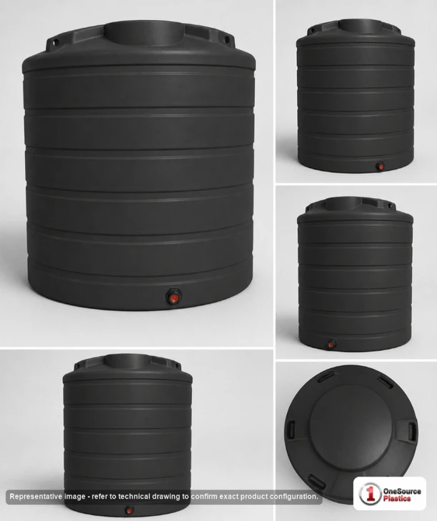 Dimensional spec drawing for Enduraplas 1750 Gallon Vertical Storage Tank (85" L x 85" W x 89" H)