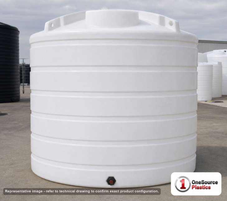 Enduraplas 1750 Gallon White Vertical Storage Tank. Polyethylene; Natural White; 89" H x 85" W x 85" L; fittings: 1 Outlet