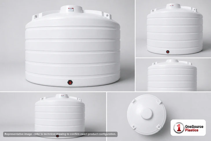 Dimensional spec drawing for Enduraplas 6011 Gallon Vertical Storage Tank (144" L x 144" W x 110" H)