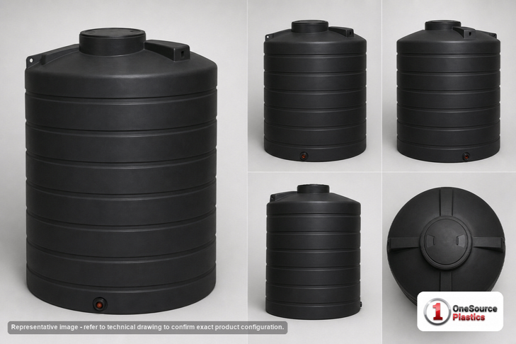 Enduraplas 3000 Gallon Black Vertical Storage Tank
