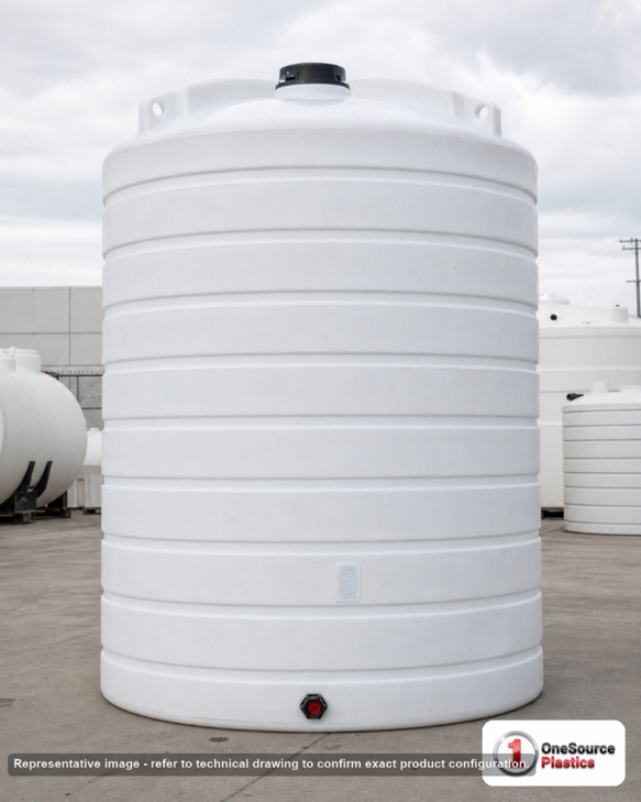 Enduraplas 10000 Gallon White Vertical Storage Tank. Polyethylene; Natural White; 178" H x 144" W x 144" L; fittings: 1
