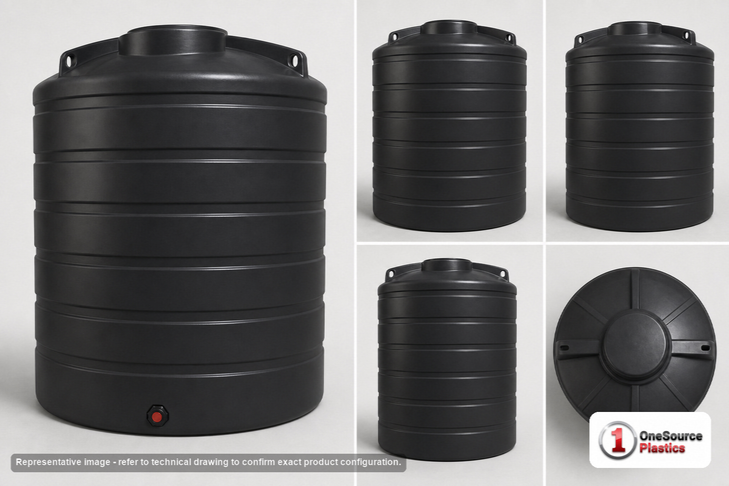 Enduraplas 2100 Gallon Black Vertical Storage Tank