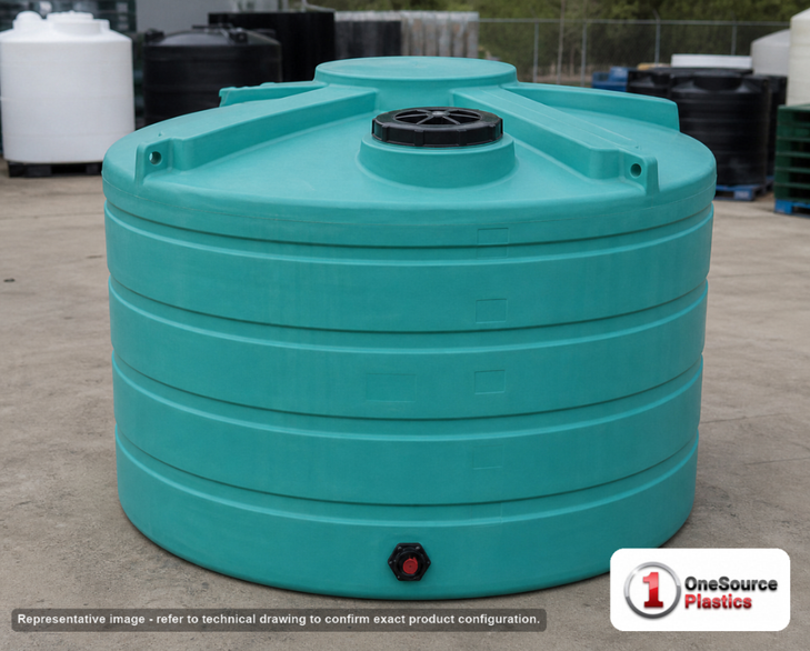 Enduraplas 2520 Gallon Green Vertical Storage Tank. Polyethylene; Green; 86" H x 110" W x 110" L; fittings: 1 Outlet, 1