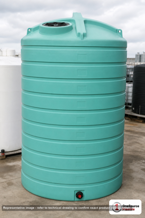 Enduraplas 6000 Gallon Green Vertical Storage Tank. Polyethylene; Green; 179" H x 110" W x 110" L; fittings: 1 Outlet, 1