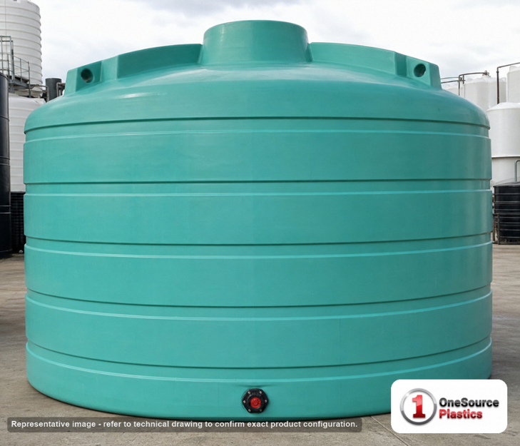 Enduraplas 6011 Gallon Green Vertical Storage Tank. Polyethylene; Green; 110" H x 144" W x 144" L; fittings: 1 Outlet, 1