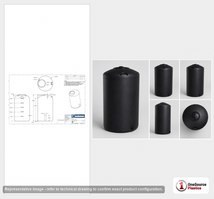 Bushman 300 Gallon Black Vertical Water Storage Tank