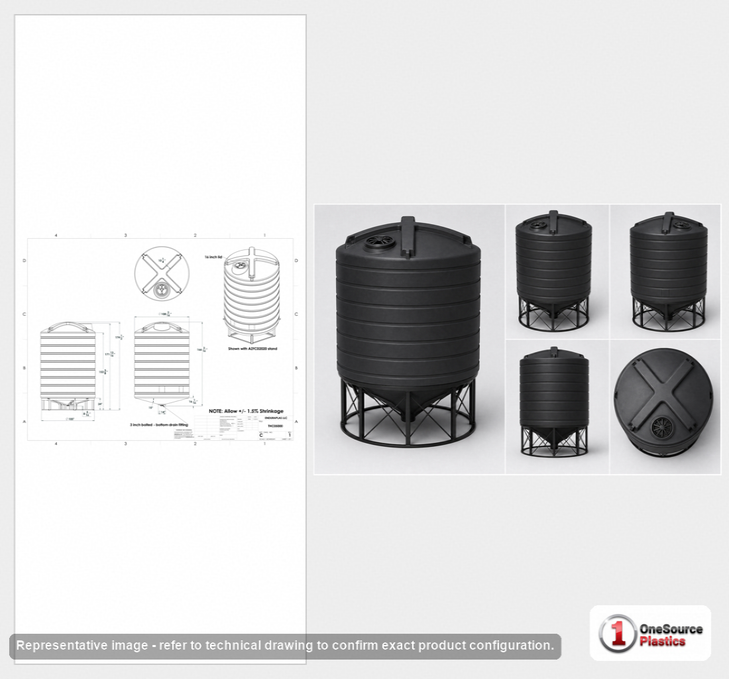 Enduraplas 5000 Gallon Black Cone Bottom Tank
