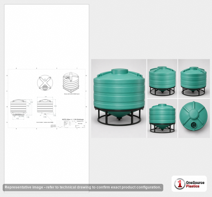 Enduraplas 1350 Gallon Green Cone Bottom Tank