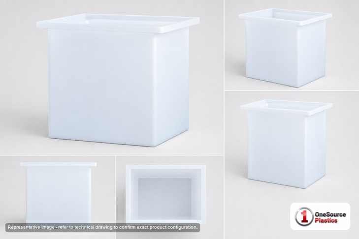 Dimensional spec drawing for Chem-Tainer 11 Gallon Rectangular Open Top Tank (25.5" L x 7.5" W x 19" H)