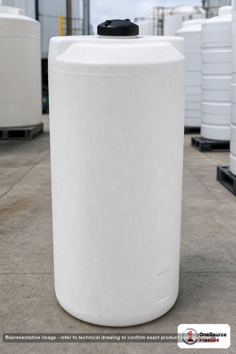 Norwesco 40 Gallon HD Vertical Storage Tank. Polyethylene; Natural White; 43" H x 18" W x 18" L; fittings: 1 Manway / Lid