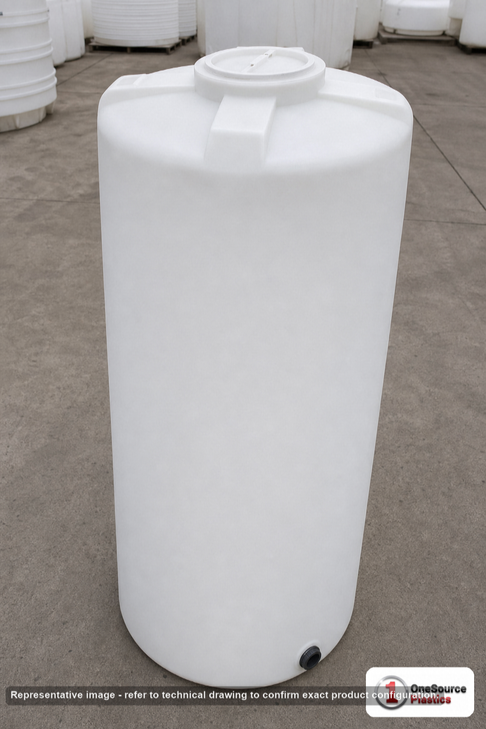 Norwesco 140 Gallon HD Vertical Storage Tank. Polyethylene; Natural White; 73" H x 25" W x 25" L; fittings: 1 Manway / Lid