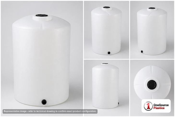 Dimensional spec drawing for Chem-Tainer 165 Gallon Vertical Storage Tank (31" L x 31" W x 58" H)