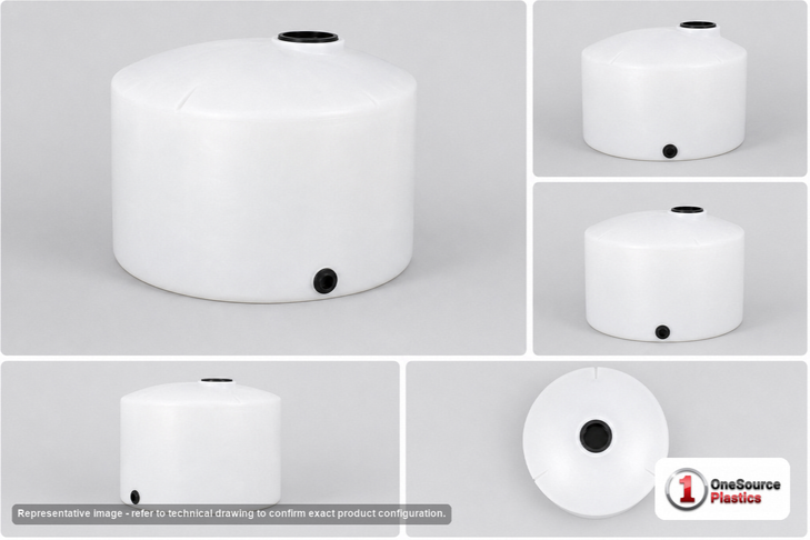Dimensional spec drawing for Chem-Tainer 110 Gallon Vertical Storage Tank (35" L x 35" W x 36" H)