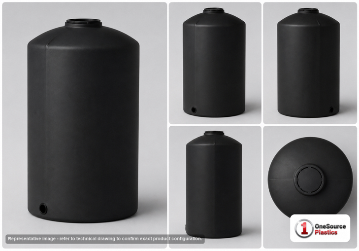 Dimensional spec drawing for Chem-Tainer 250 Gallon Vertical Storage Tank (31" L x 31" W x 84" H)