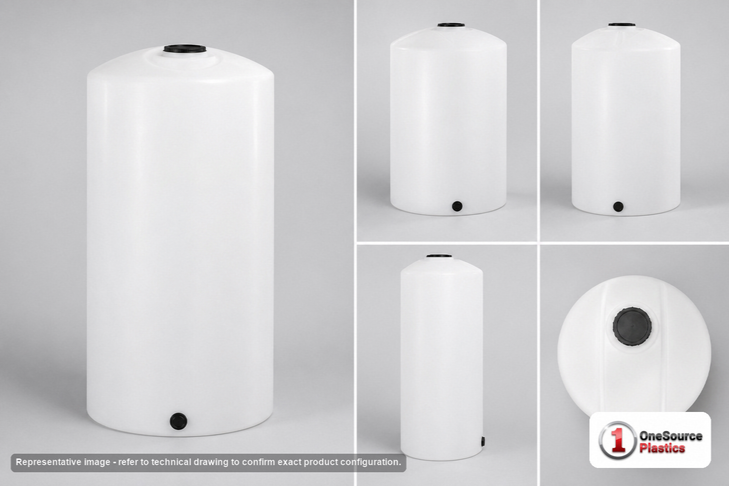 Dimensional spec drawing for Chem-Tainer 250 Gallon Vertical Storage Tank (31" L x 31" W x 84" H)