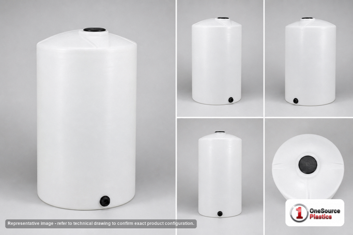 Dimensional spec drawing for Chem-Tainer 200 Gallon Vertical Storage Tank (31" L x 31" W x 72" H)