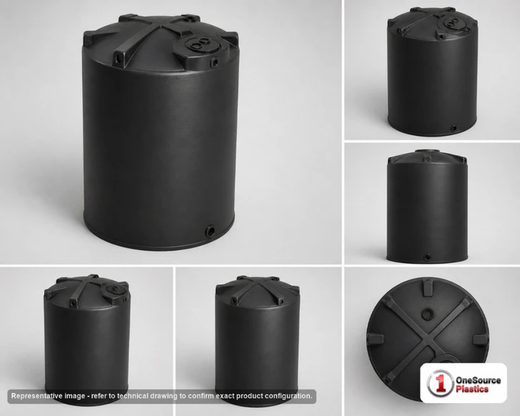 Dimensional spec drawing for Chem-Tainer 5000 Gallon Vertical Storage Tank (102" L x 102" W x 152" H)