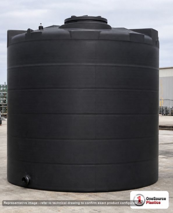 Snyder Industries 10500 Gallon ASTM XLPE Black Heavy Duty Vertical Storage Tank. Crosslinked Linear Polyethylene; Black