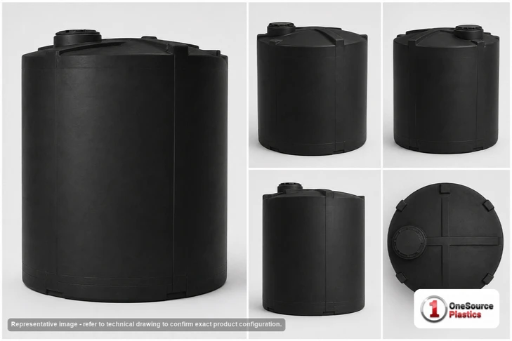 Dimensional spec drawing for Snyder 10500 Gallon Vertical Storage Tank (142" L x 142" W x 169" H)