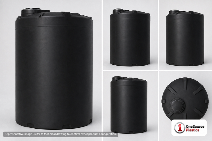 Dimensional spec drawing for Snyder 10500 Gallon Vertical Storage Tank (142" L x 142" W x 169" H)