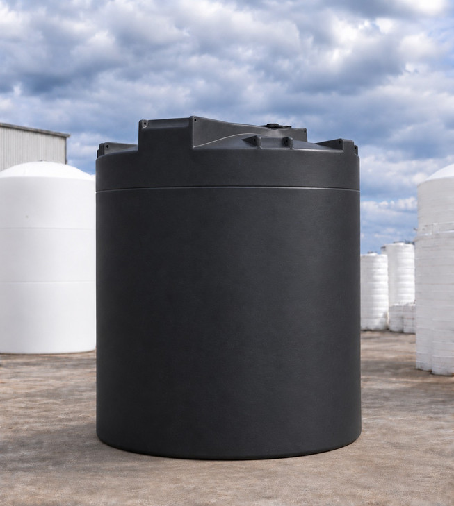 Snyder 6500 Gallon Black XLPE 1.5 SG Vertical Tank, 120 in dia, no fitting, OneSource Plastics yard