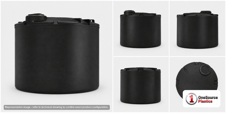 Dimensional spec drawing for Snyder 5500 Gallon Vertical Storage Tank (120" L x 120" W x 132" H)