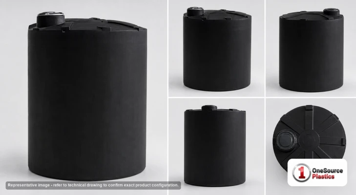 Dimensional spec drawing for Snyder 4500 Gallon Vertical Storage Tank (102" L x 102" W x 142" H)