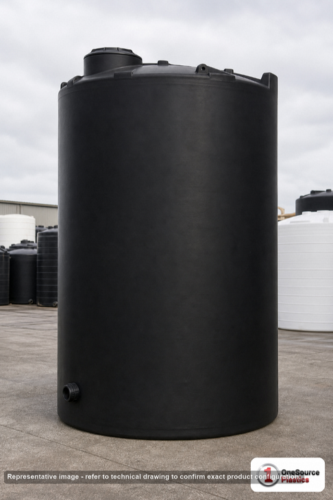 Snyder Industries 3000 Gallon ASTM XLPE Black Heavy Duty Vertical Storage Tank. Crosslinked Linear Polyethylene; Black; 127"