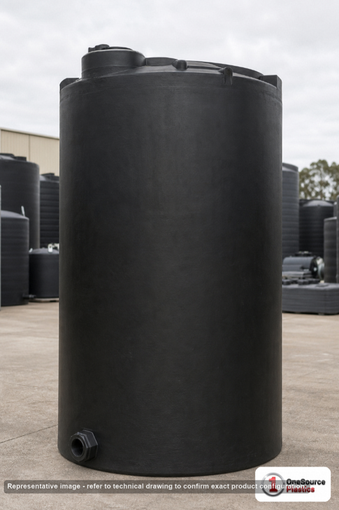 Snyder Industries 1550 Gallon ASTM XLPE Black Heavy Duty Vertical Storage Tank. Crosslinked Linear Polyethylene; Black; 124"