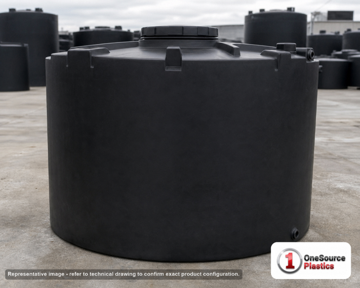 Snyder Industries 1500 Gallon ASTM XLPE Black Heavy Duty Vertical Storage Tank. Crosslinked Linear Polyethylene; Black; 72"